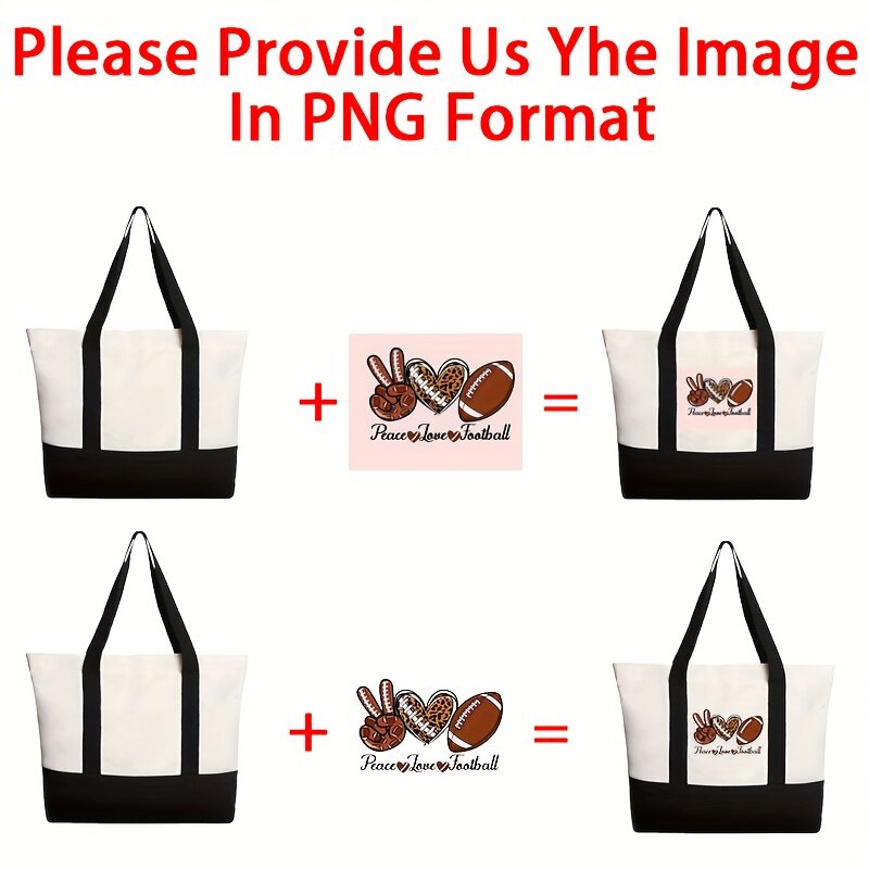 (Please Send a Private Message to Customer Service) Canvas High-capacity Tote Bag DIY Picture Text Customization Beach Bag