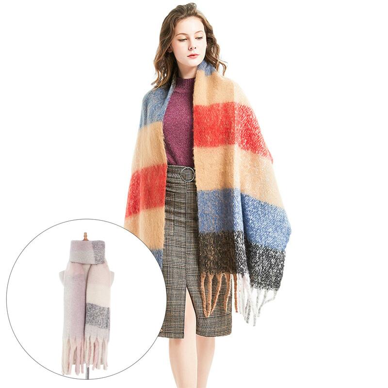 Womens Plaid Winter Scarf Fashion   Big Grid Soft Unisex Scarves Wrap Shawl Cape for Women Ladies