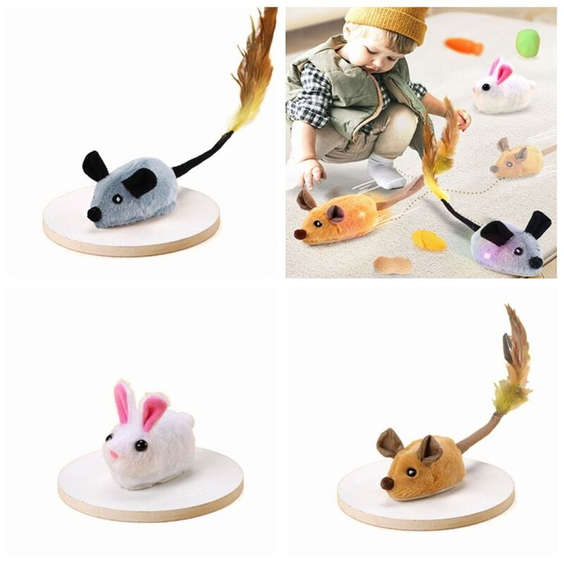 Random Walking Electric Mice Cat Toy with Feather Interactive Smart Running Mouse Toy Simulation Mice Plush Self-Playing