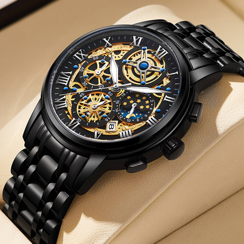 Top marca de luxo cronógrafo grande relógio de quartzo dos homens esportes relógios militar do exército masculino relógio de pulso lige relogio masculino