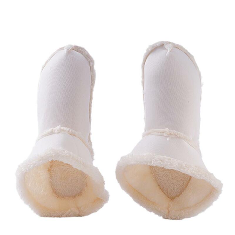 C6O9รองเท้าแบบมีรูระบายผู้หญิงถุงหุ้มรองเท้าขาว1คู่, ปลอกผ้าหนานุ่มสามารถถอดซักได้ให้ความอบอุ่นในฤดูหนาว