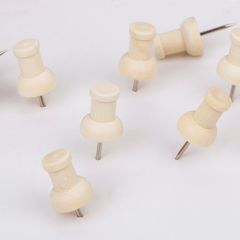 40 Pcs Wooden Thumbtack for Creative Decorative Drawing Push Pins for Head
