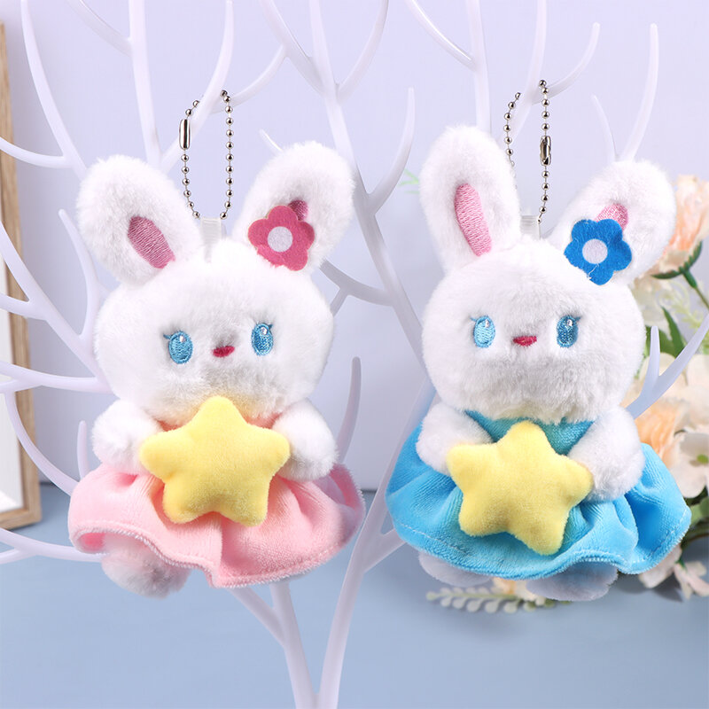 Cute Star Bunny Plush Toy Cartoon Rabbit Pendant Soft Stuffed Doll Keychain Backpack Car Bag Key Ring Decor Kid Gift