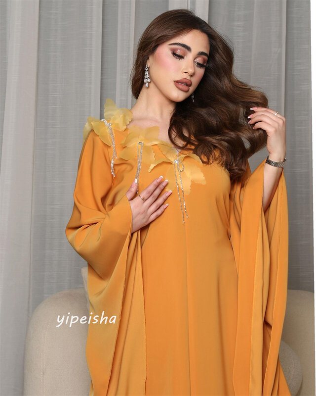 Платье для выпускного вечера Саудовская Аравия атласное с аппликацией с бисером Свадебная вечеринка ТРАПЕЦИЕВИДНОЕ с V-образным вырезом на заказ наряд Платья Миди
