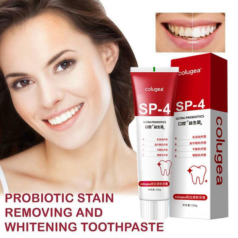 100g Sp-4 probiotique blanchiment requin dentifrice dents haleine blanchiment dentifrice empêche dentifrice soins bucco-dentaires Q0p4