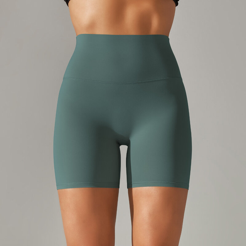 Shorts de ioga respirável para mulheres, cintura alta esportes leggings, fitness, corrida, ciclismo, verão