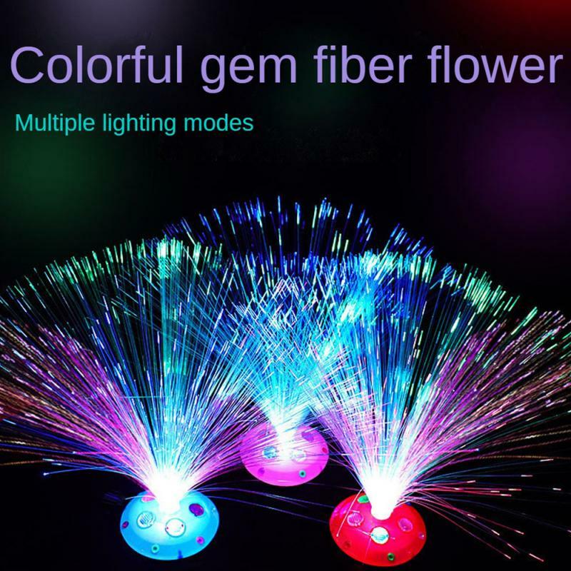 Lumière de fleur en fibre optique LED colorée, en forme de ciel étoilé, lampe de fête Leon, escales, décoration de la maison, festival de nuit