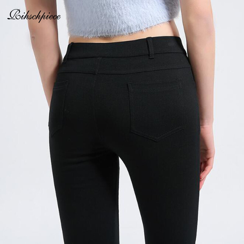 Rihschpiece-Leggings de cintura alta para mujer, pantalones de gran tamaño, Punk, gruesos, ajustados, básicos, RZF1497