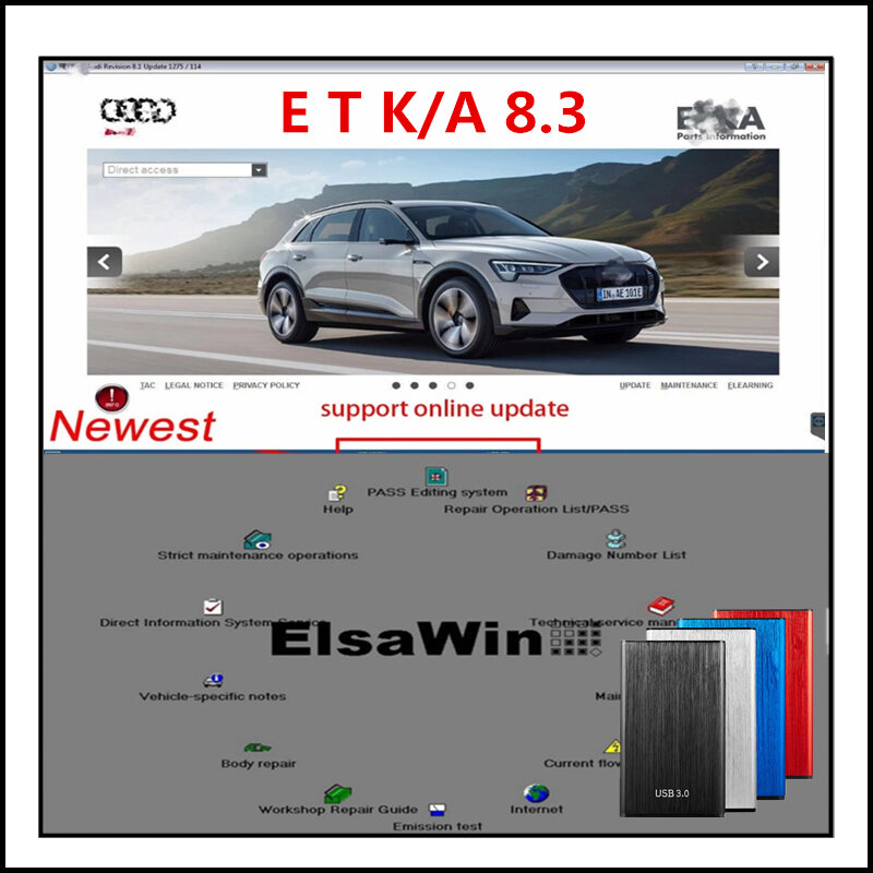2023 chaud! Le plus récent catalogue de pièces électroniques pour véhicules du groupe Elsawin 2021, ET-K8.3, V, W, AU, DI, SE, AT, SKO, DA Cars, 6.0
