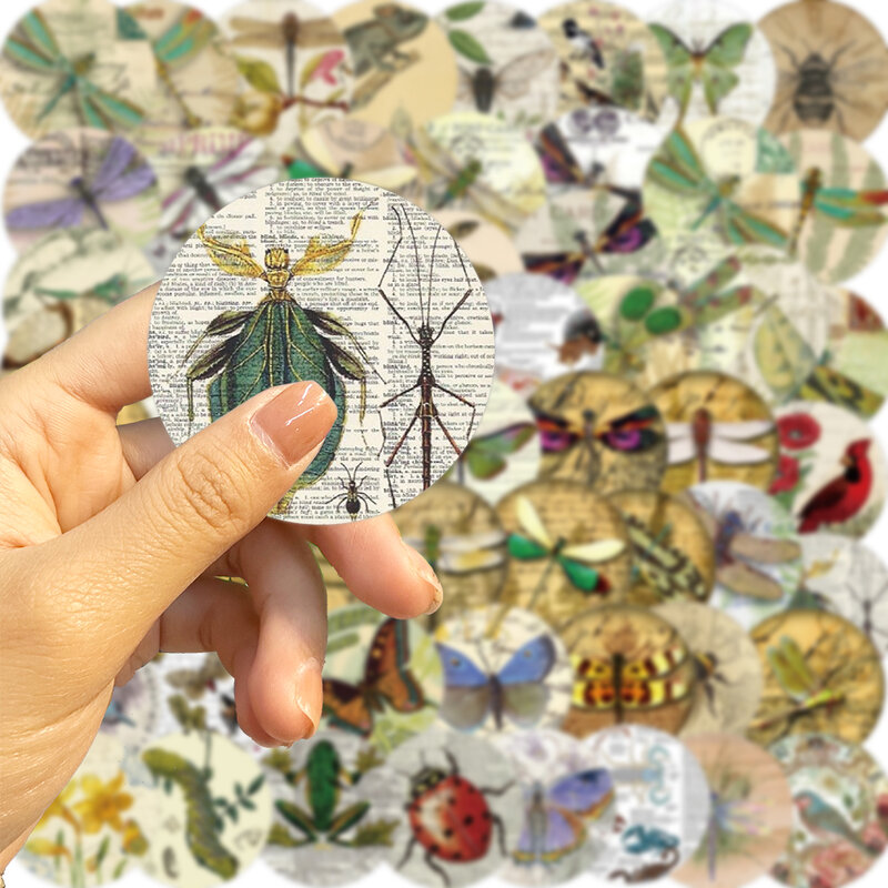 สติกเกอร์ตัวอย่างแมลง58ชิ้นลายการ์ตูนวินเทจแบบ DIY โทรศัพท์แล็ปท็อปกระเป๋าสเก็ตบอร์ดกราฟฟิตีสติ๊กเกอร์สนุกสำหรับสติ๊กเกอร์เด็กของเล่น
