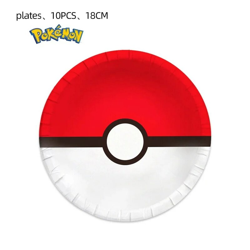 Pokemon Birthday Party Decorations Poké Ball Disposable Plate Cup Tableware Backdrop For Boy Kids Party Supplies Foil Balloons