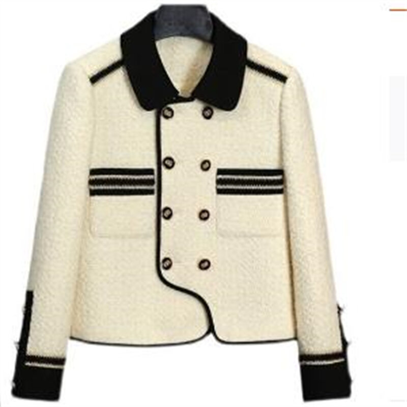 Элегантные шерстяные куртки Y2k, пальто на сезон осень-зима, плотное теплое однобортное пальто в Корейском стиле с отложным воротником