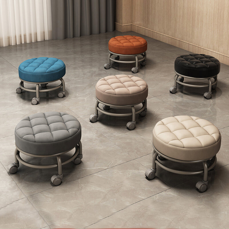 Salon Furniture With Pulley Round Stool Pedicure Chair Work Low Stools Floor Cleaning Changing Shoes Sofa Stool Office Footstool