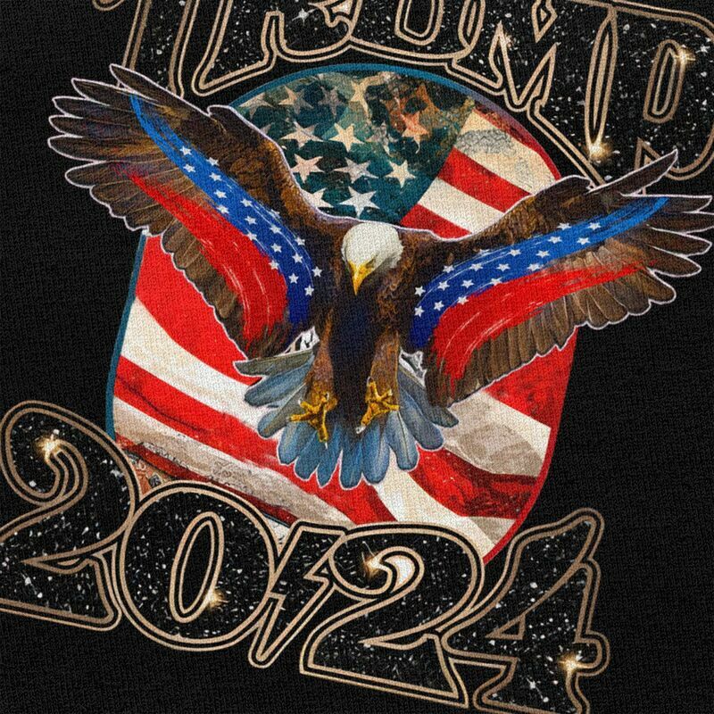 T-shirt de algodão puro para homens, manga curta, bandeira nós, slim fit, moda, América, águia, 2024