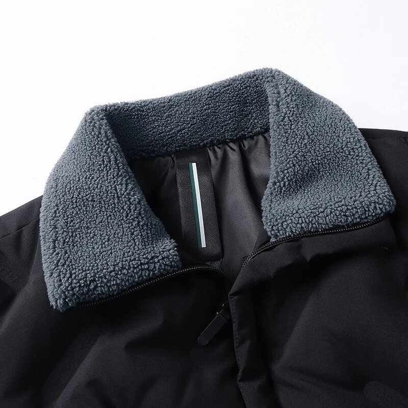 Kurtka zimowa męska ciepła puchowa kurtka odzież wierzchnia projektowana na co dzień gruby futrzany kołnierzyk kurtki typu Parka koreańskie parki z modna wersja wiatrówką