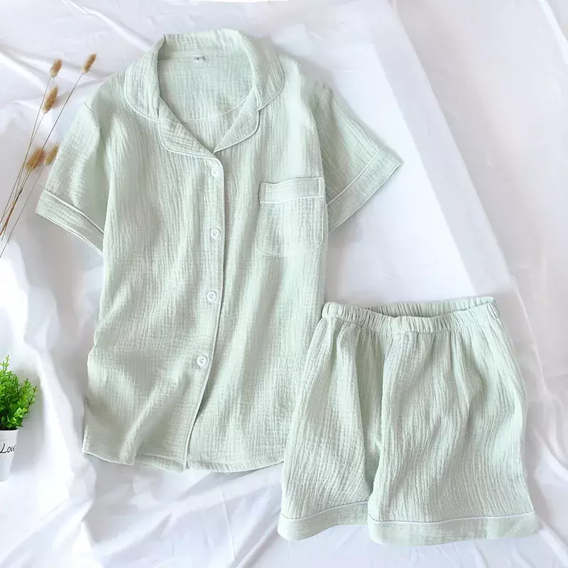Conjunto de pijama adorável para senhoras, tecido 100% algodão, pijamas respiráveis, legal, macio, conjuntos de 2 peças, primavera, verão