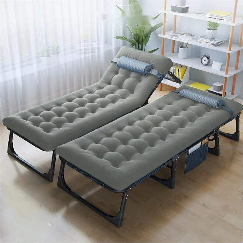 Складная кровать для кемпинга, офисный домашний отдых, Одноместный с утолщенным матрасом 10 см для сна, походная регулируемая спинка Angl