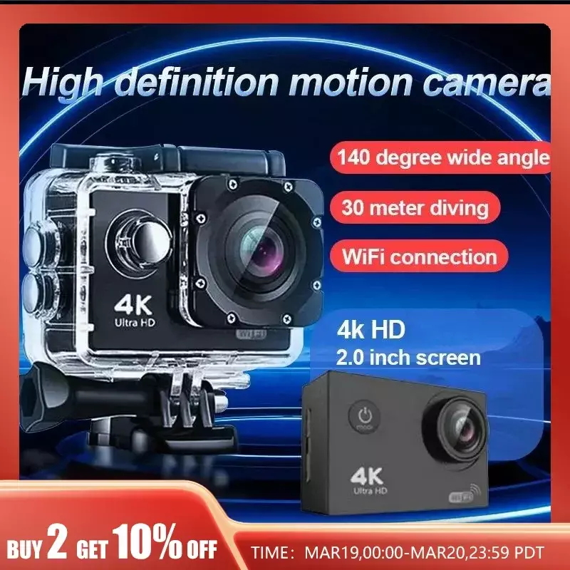 Sports Camera, Motorcycle Bicycle Helmet, Waterproof And Anti Shaking Wifi Camera For Cycling 4k High-Definition Diving