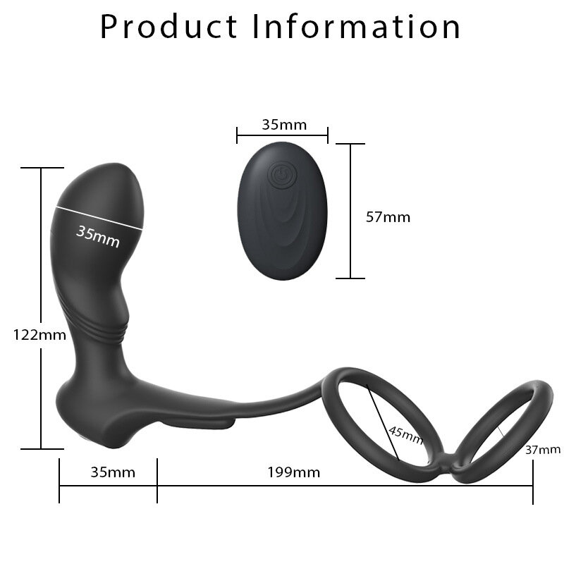 Remote Control Anal Vibrator Cock Vibration Ring Men Prostate Massager Penis Stimulator Anal Vibrating Butt Plug Gay Sex Toys