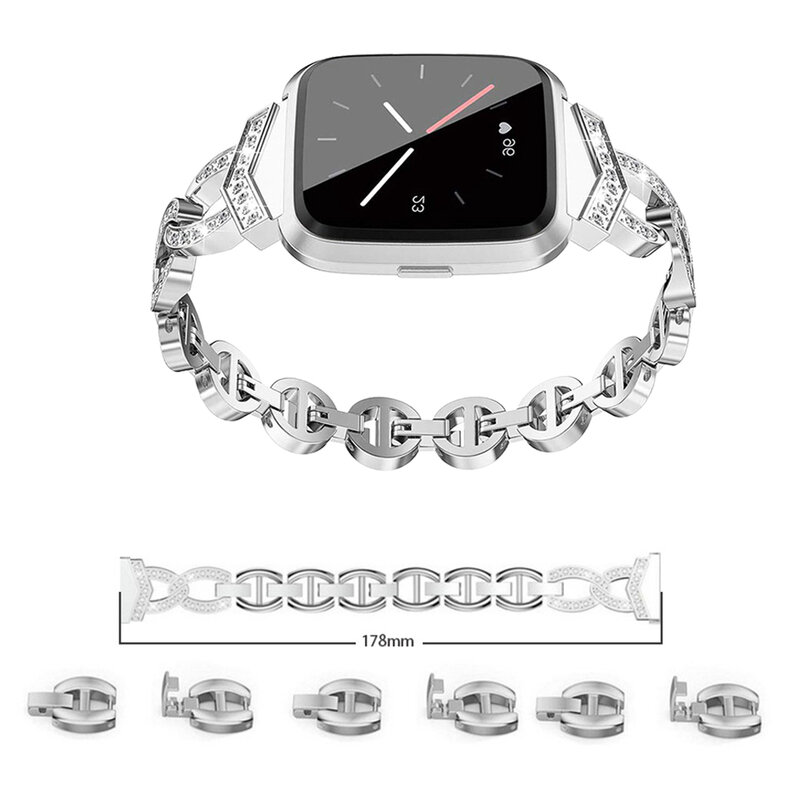 Bracelets de rechange en métal pour Fitbit Versa, bracelet de montre en diamant, bracelet de bracelet pour Fitbit Versa Lite, fouet 2, 4, 3, 2, 1