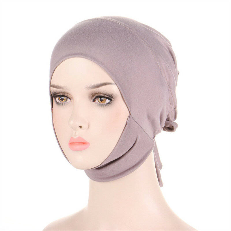 Tampas Hijab internas muçulmanas para mulheres, camisa de gravata elástica, gorro do lenço islâmico, envoltório feminino, turbante árabe, ajustar