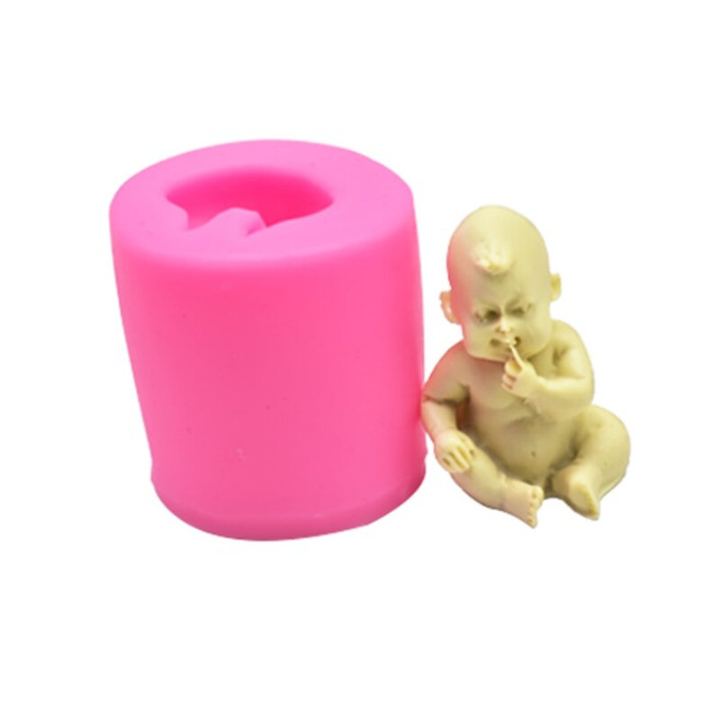 Molde de silicona 3D para pastel de Baby Doll, herramientas de decoración de pasteles de Fondant para fiesta de bebé, moldes para hornear de Chocolate para cupcakes