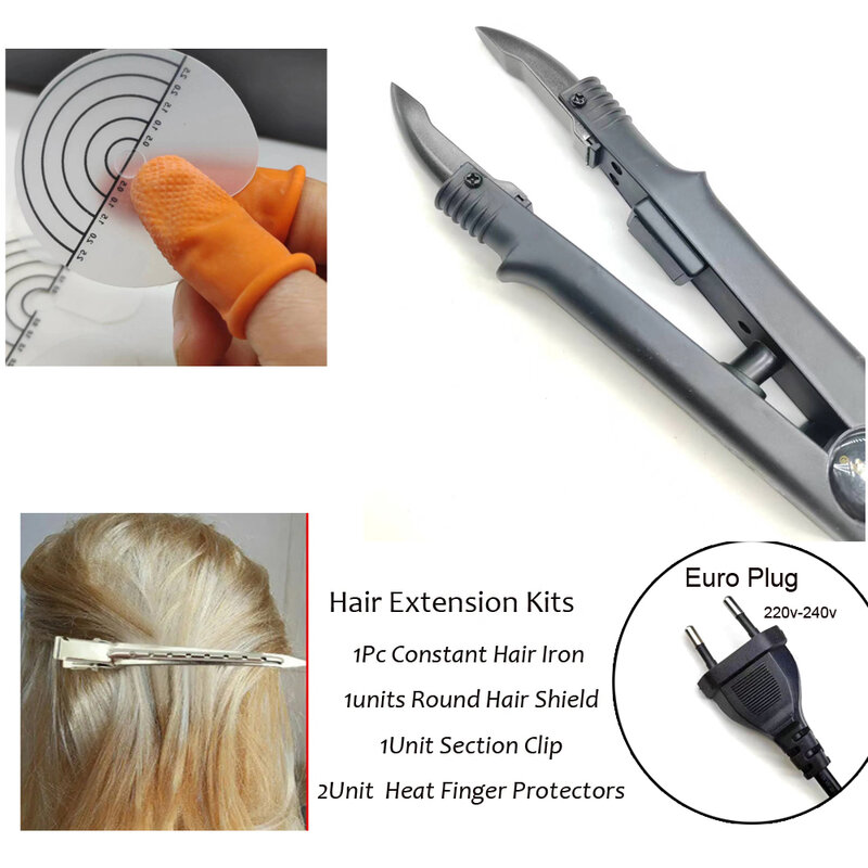 Captin para extensiones de cabello, conectores de calor, pinzas, extensiones de cabello, herramientas de extensión de cabello constante, hierro para V lighthair