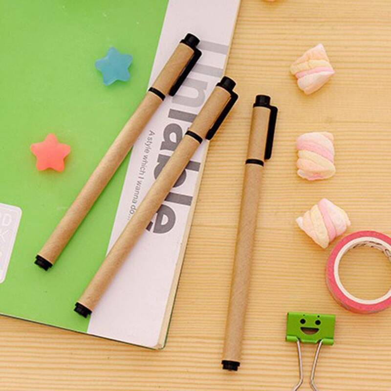 Coreano Plastic Sign Gel Roller Pen, Estojo de papel simples, Escrevendo artigos de papelaria, Aleatório, 0 5mm