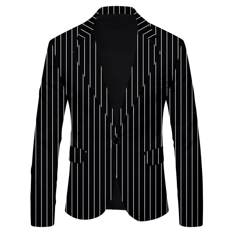 2023 neue gestreifte Wellpappe drucken lässig britische Mode Street Slim Fit Anzug Herren Mantel Anzug Mäntel Party Performance Kostüme