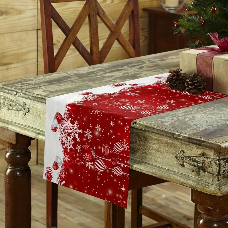 Christmas Table Runner poliestere Xmas Table Flag Cover decorazioni natalizie per la casa tovaglia di capodanno
