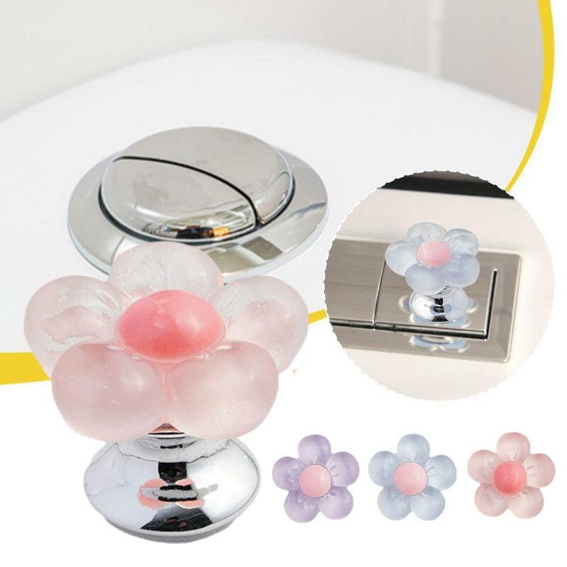 Botón de presión de inodoro rosa, interruptor de presión de tanque, Protector de uñas largo, decoración de baño, botón de descarga de agua, herramienta para el hogar