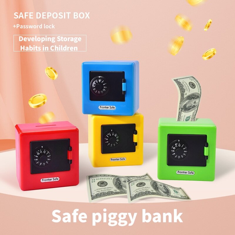 Mini cofre Piggy Bank com senha para crianças, Caixa de dinheiro do agregado familiar, Moedas salvando, economizando armazenamento, Código Case, Presente de Natal