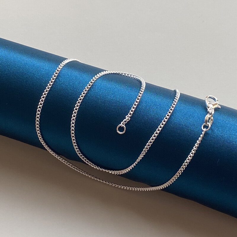 Ожерелье-цепочка для мужчин и женщин из серебра 925 пробы, 2 мм, 40-75 см