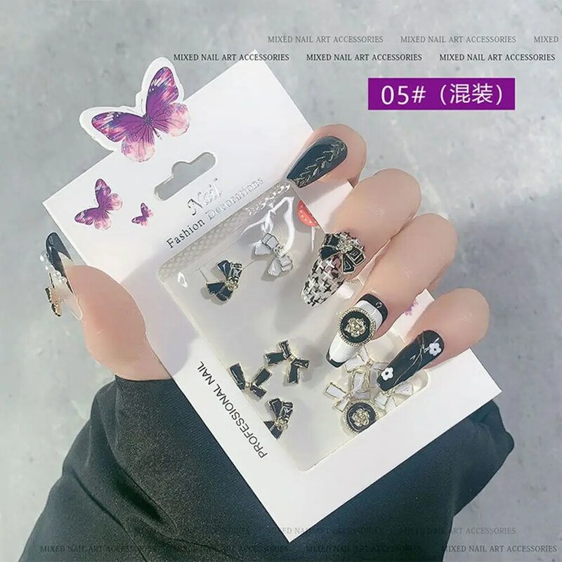 1 torba akcesoria do paznokci styl japoński Metal mieszanka ozdób do paznokci ozdoby motyl miłość niedźwiedź Aurora