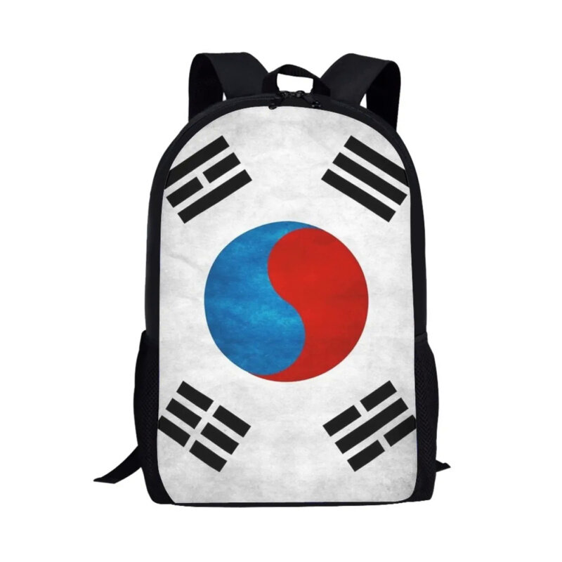Tas punggung anak laki-laki dan perempuan, ransel penyimpanan harian Remaja Wanita Pria tas buku Multifungsi, tas anak perempuan, tas sekolah motif bendera Korea Selatan