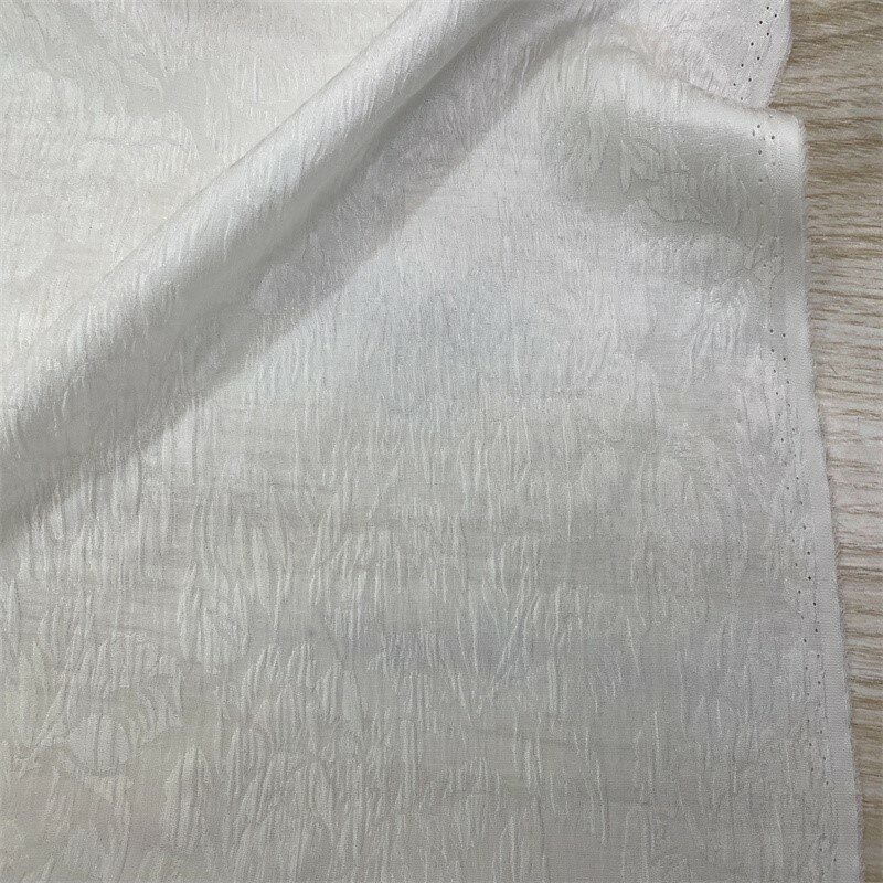 Crepé de corona de seda, tela blanca de 114 de ancho