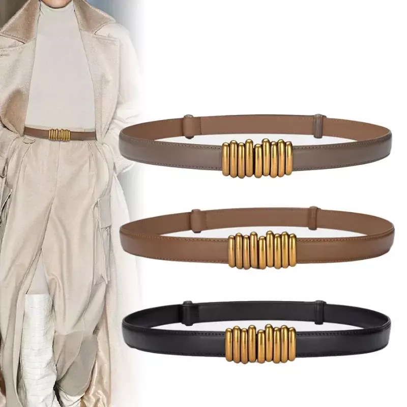 Neue Designer hochwertige Damen gürtel verstellbare Echt leder Gürtel Kleid Dekoration multifunktional 2,4 cm