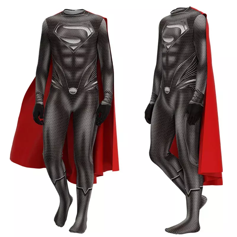 Superman Marvel Superhero Clark Kent Kal Al El kostum Cosplay Bodysuit Jumpsuit kostum pesta Halloween untuk anak-anak Aldult