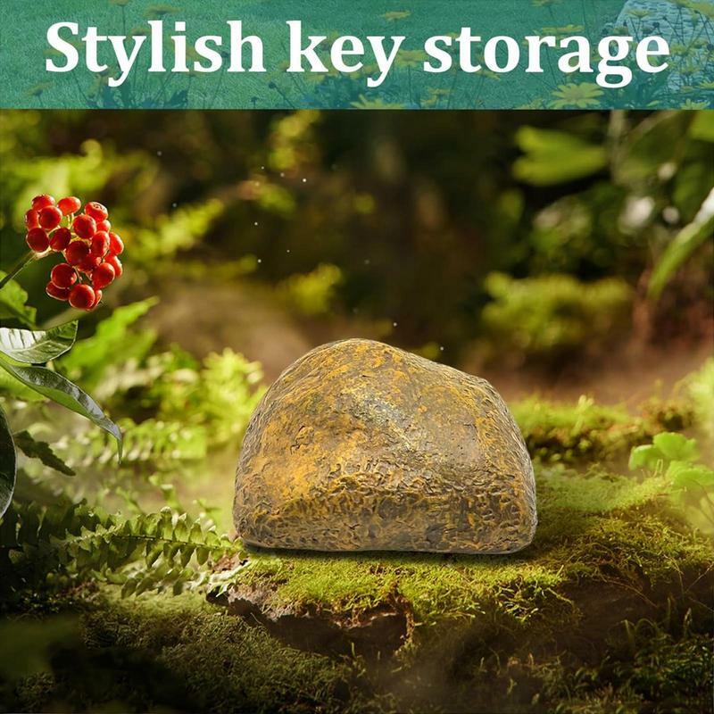Weather Resistant Stone Key Holder, compartimentos secretos, cofres de desvio, ornamentos de jardim realistas para a família