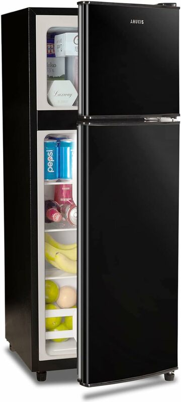 Anukis Compact Refrigerator 4.0 Cu Ft 2 Door Mini Fridge with Freezer for Apartment, Dorm, Office, Family, Basement, Garage