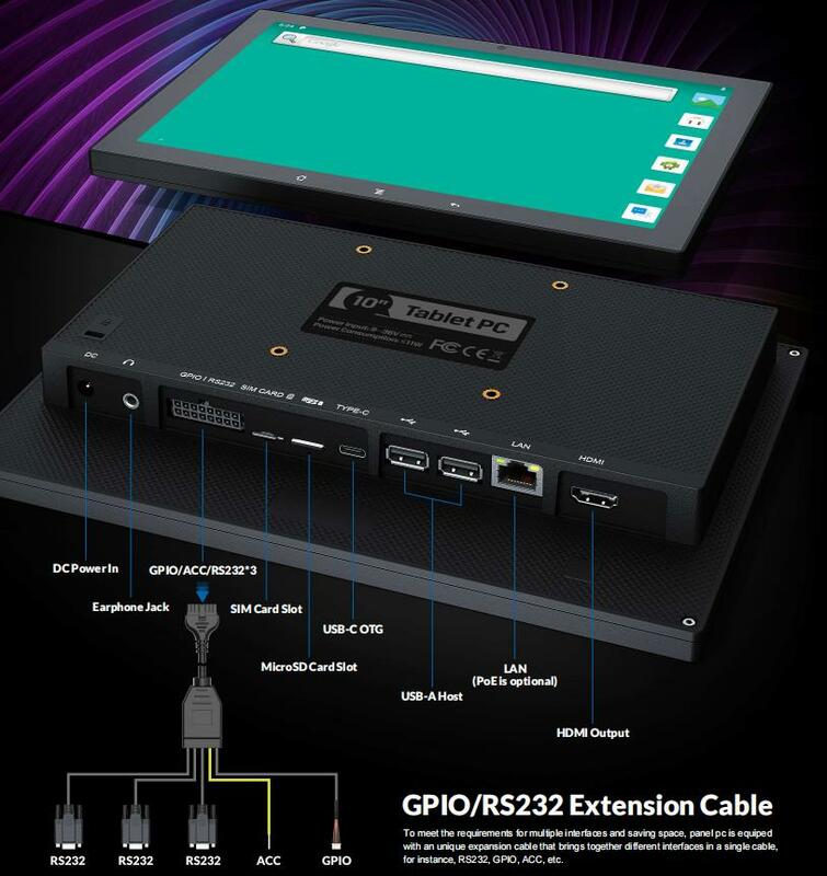 2022ต้นฉบับ K10แอนดรอยด์ PoE ติดผนังแท็บเล็ต RJ45อินพุทแรงดันไฟฟ้ากว้างคอมพิวเตอร์ขนาดเล็กอินพุต1000nits 10.1 "Qualcomm CPU HDMI
