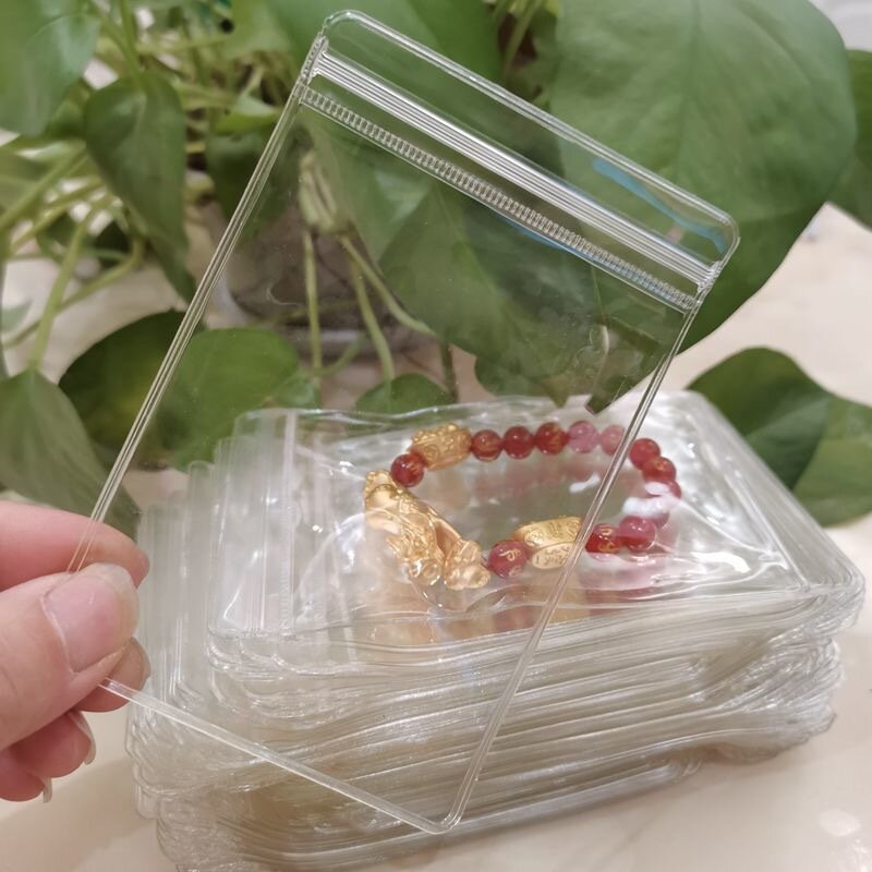 10 pçs transparente pvc jóias organizador sacos presente anel brinco saco de armazenamento embalagem exibição anti-oxidação auto selagem malotes