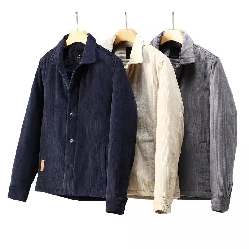 Chaqueta de algodón para hombre, abrigo informal de PANA con botones, Parkas con bolsillos, ropa de calle gruesa, novedad de invierno, 100%