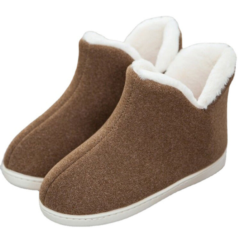 Inverno adulto homens e mulheres grossas sapatos de chão quente tubo alto antiderrapante indoor algodão sapatos de pelúcia casa chinelos