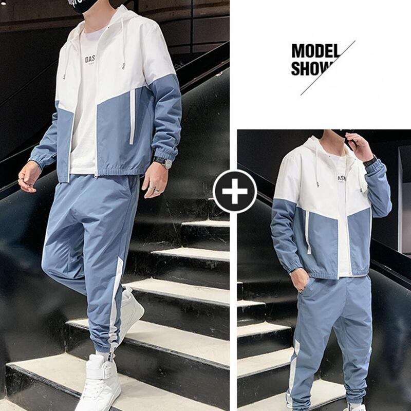 Spring and Autumn New Men's Sportswear Casual Jogger Hooded Sportswear Jacket and Pants 2-Piece Hip Hop Running Sports Suit