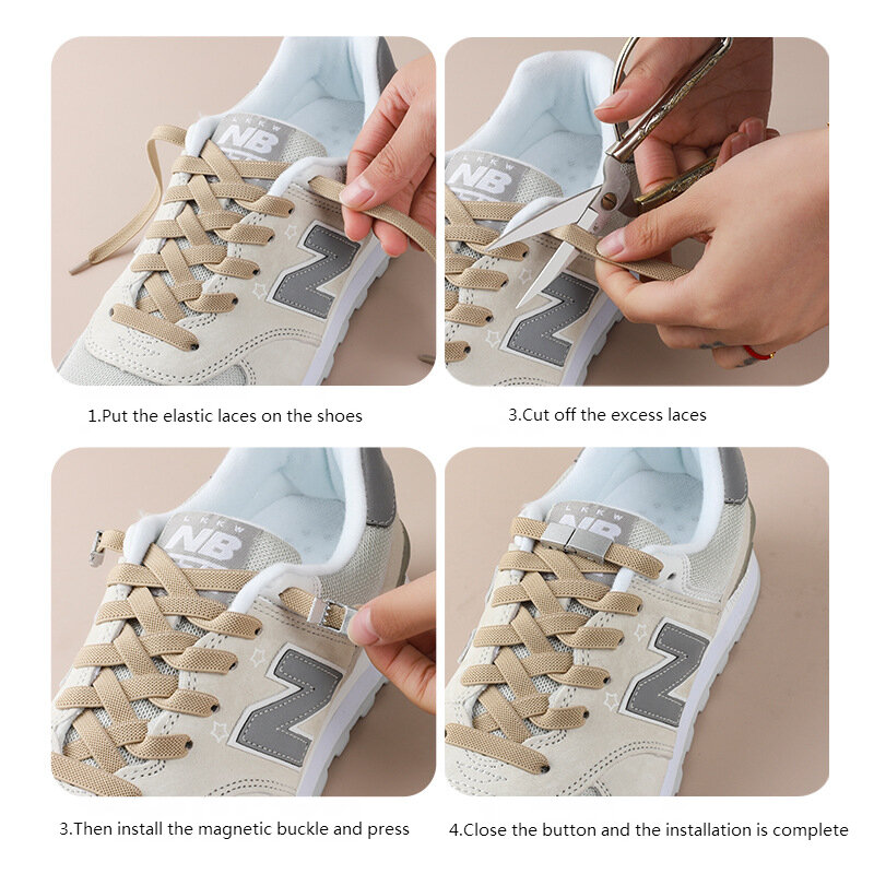 Neue Magnets chloss Schnürsenkel ohne Krawatten 8mm elastische Schnürsenkel Turnschuhe ohne Krawatte Schnürsenkel Kinder Erwachsene flache Schnürsenkel für Schuhe