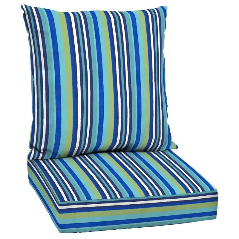48" x 24" Turquoise Stripe Rectangle Outdoor 2-Piece Deep Seat Cushion
