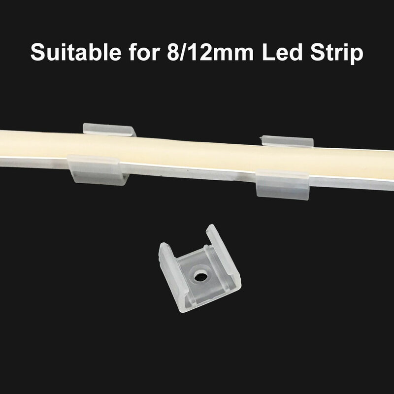 유연한 COB 플라스틱 버클 LED 스트립 고정 클립, 2835 네온 라이트 고정용 거치대 커넥터 액세서리, 220V, 6mm, 8mm, 12mm, 15mm