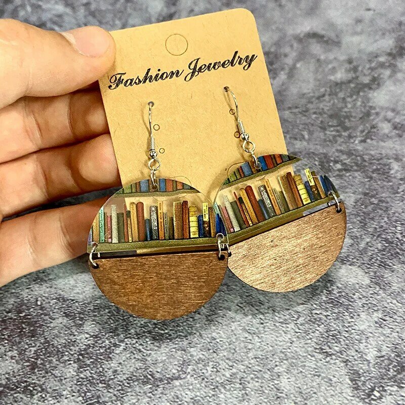 Cute Pendant Earrings Acrylic Earrings2023 New Fashion Book Lovers Heart Librarian Earring Gift for Girl Lover Heart Librarian