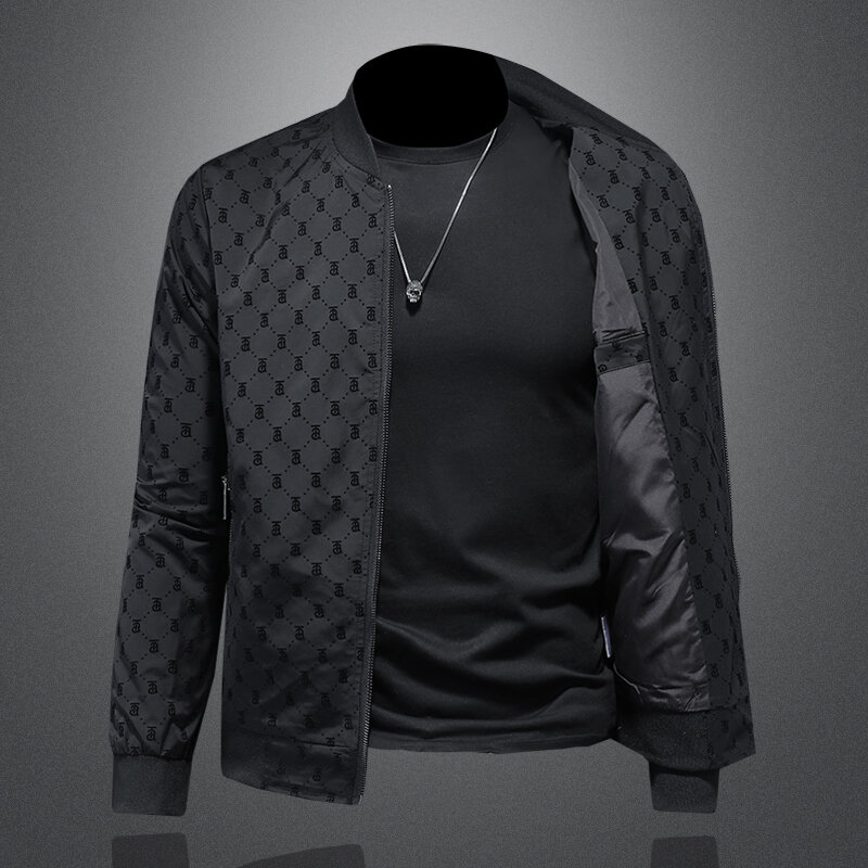 New high-quality men's black jacket, personalized and fashionable, unique designer slim fit jacket trendy brand  coats